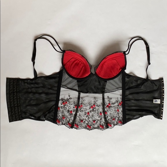 Made in Italy 🇮🇹 Black and Red Lace Bustier - Picture 8 of 8